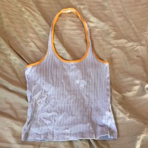 Light blue and yellow halter top